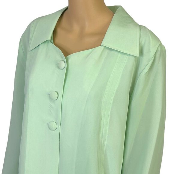 Vintage Mattina T Womens 14 Pale Green 4 Piece Blouse Tank Top Skirt & Scarf Set - Picture 6 of 11